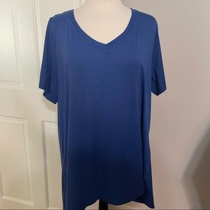 Lularoe Christy T  V neck Tee Shirt  3x NWT Blue